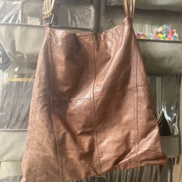 Oversized Vintage Italian Reworked Leather Crossbody Bag - Picture 1 of 12